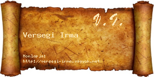 Versegi Irma névjegykártya